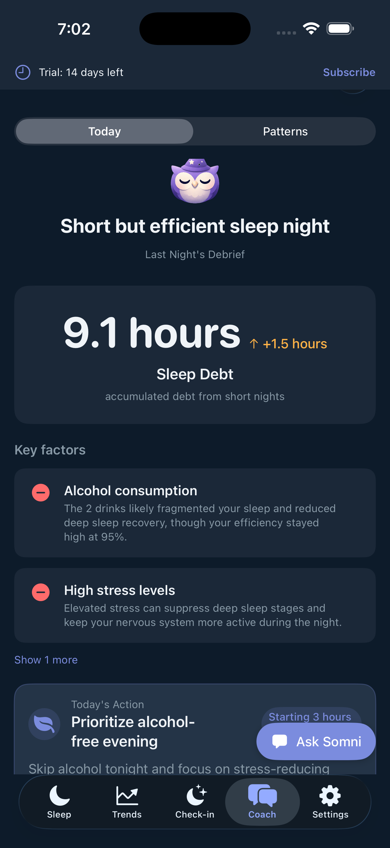 Morning debrief screen