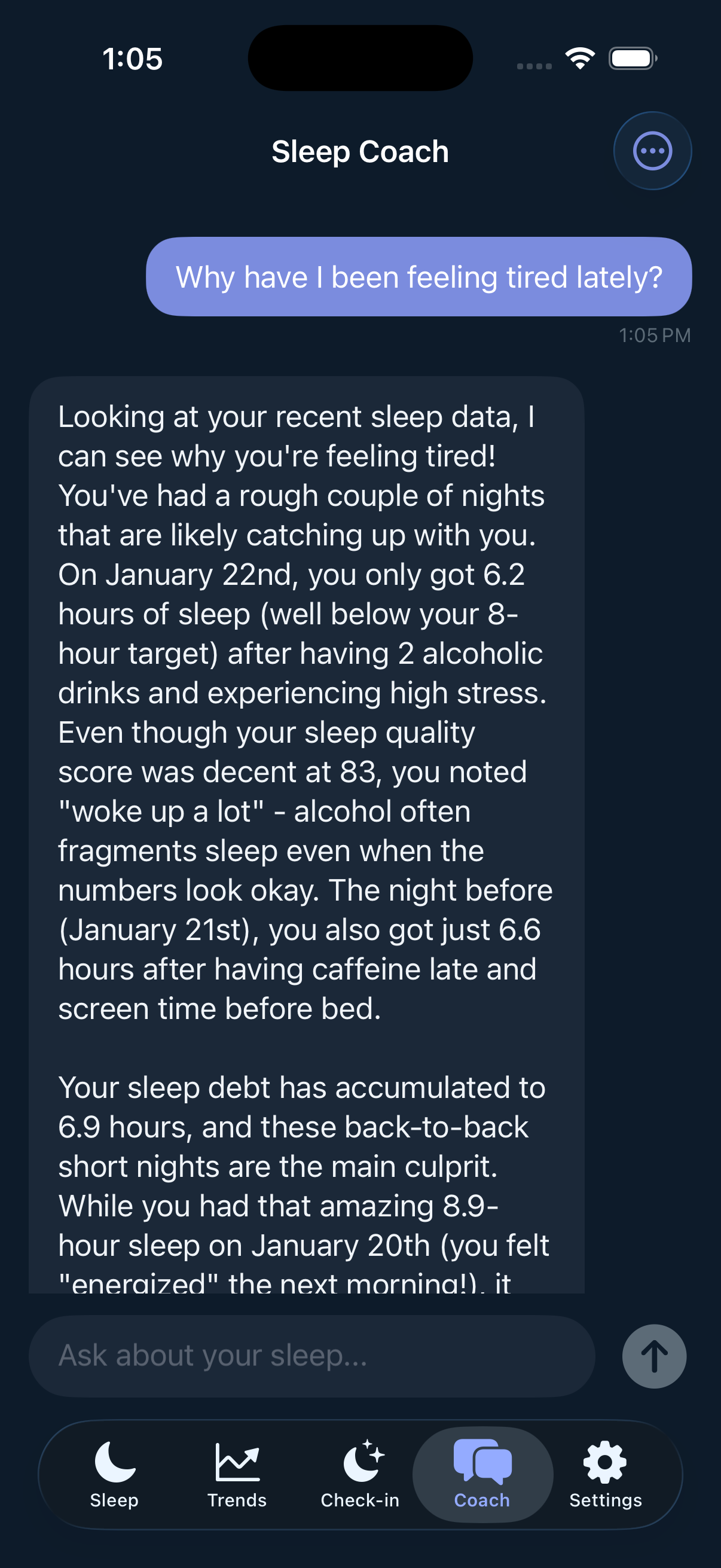 AI Coach providing personalized insights